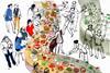 An illustration showing a busy restaurant