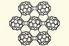 An interconnected molecular structure of six fullerenes around one central one