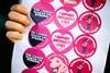 Stickers about university strikes