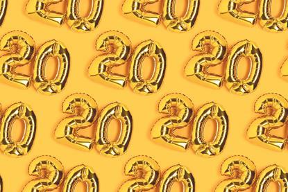 Golden foil balloons of the number 20